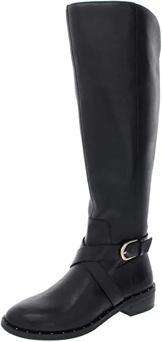 INC International Concepts Womens Fadora Leather Round Toe Knee, Black, Size 6.5