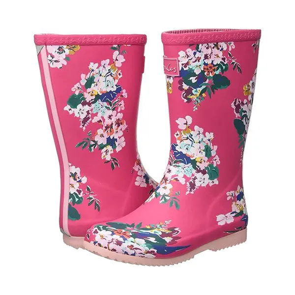 Joules Girls Floral Hot Pink Rain Boots