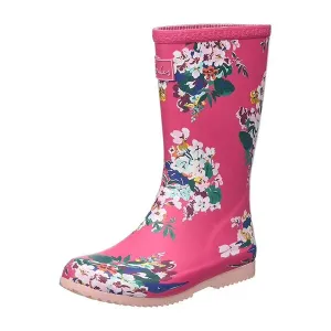Joules Girls Floral Hot Pink Rain Boots