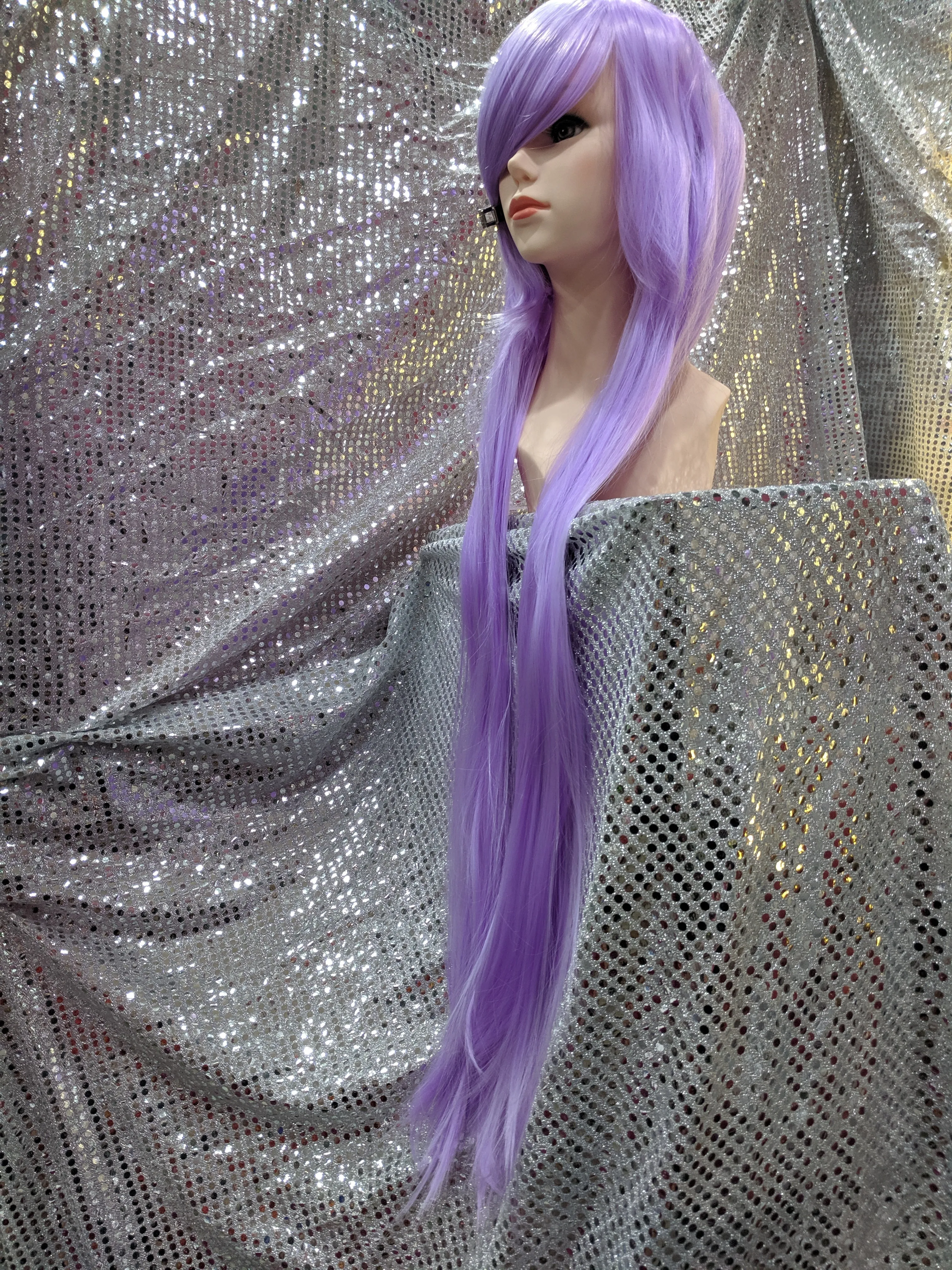Lavender 40" Straight Heat Resistant Wig With Bangs