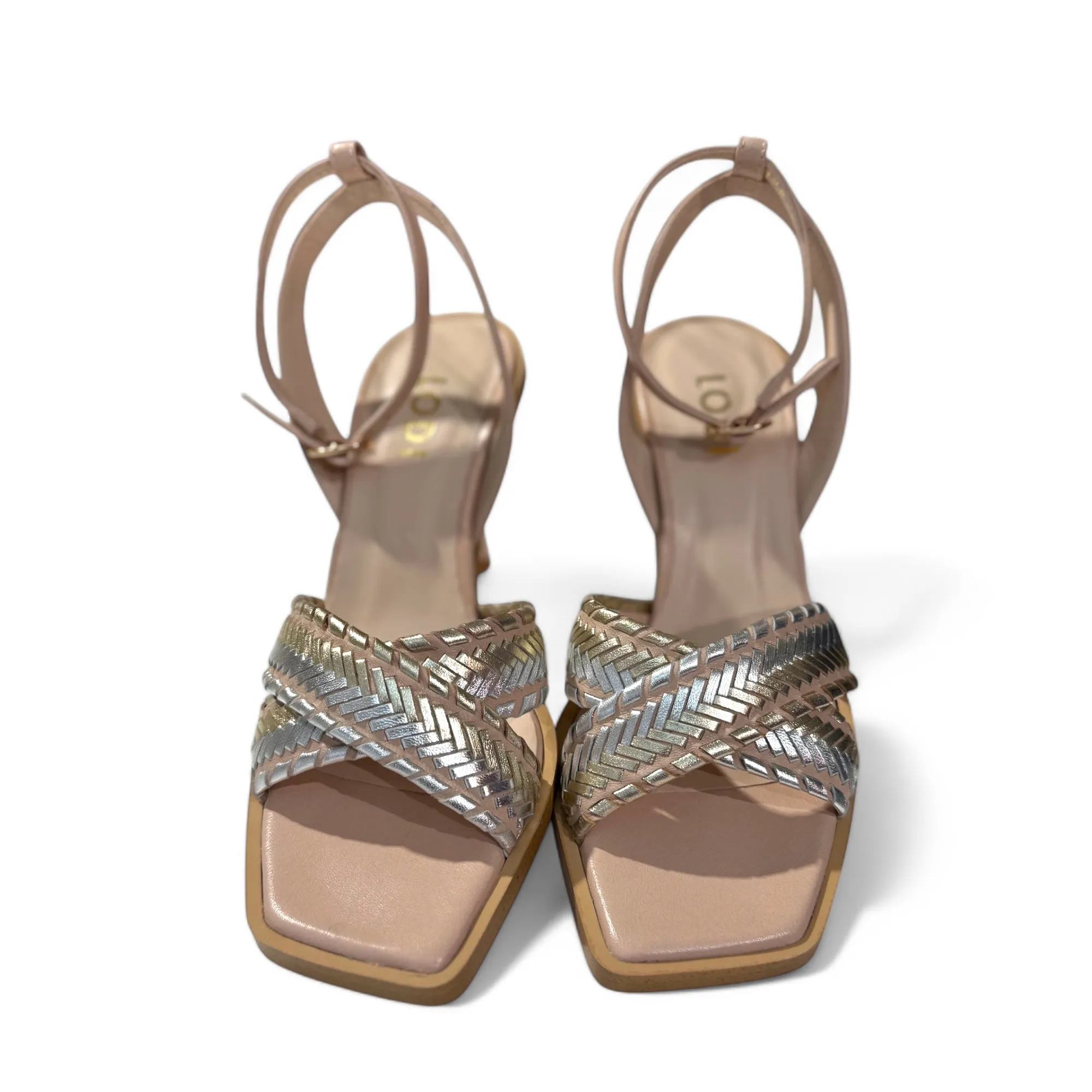 Lodi Werune Metallic Crossover Strap Sandals – Nude Pink