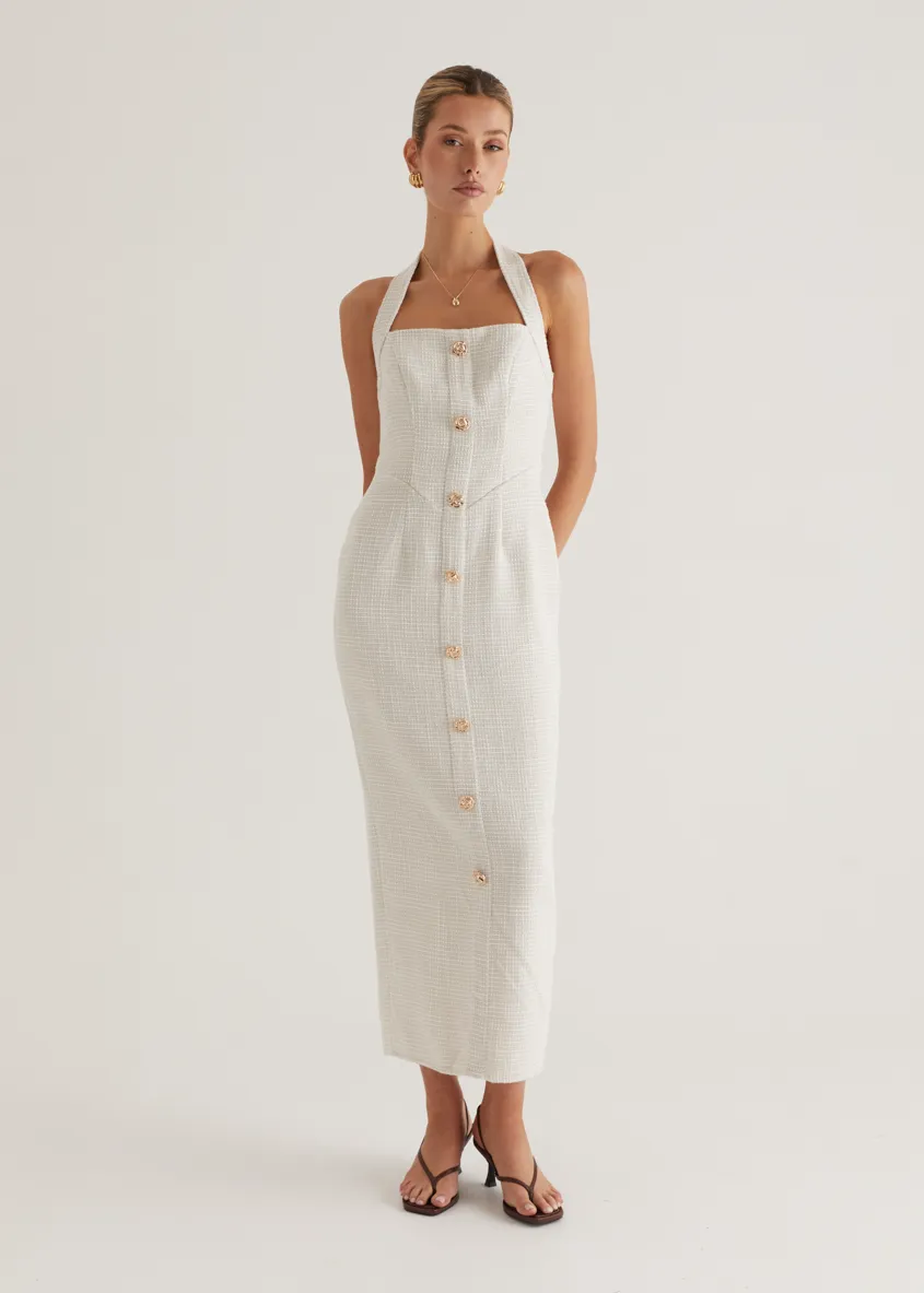 Marina Halter Midi Dress - Off White