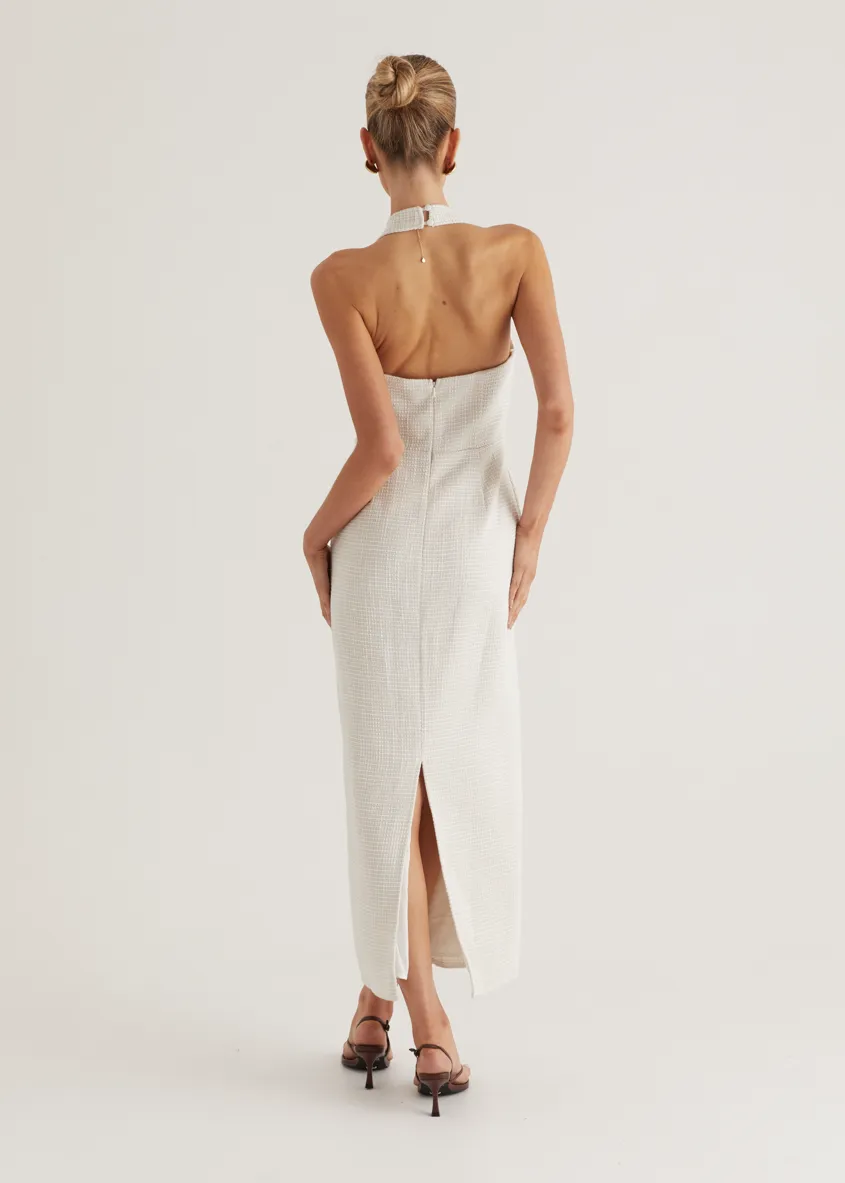Marina Halter Midi Dress - Off White