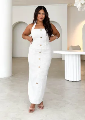 Marina Halter Midi Dress - Off White