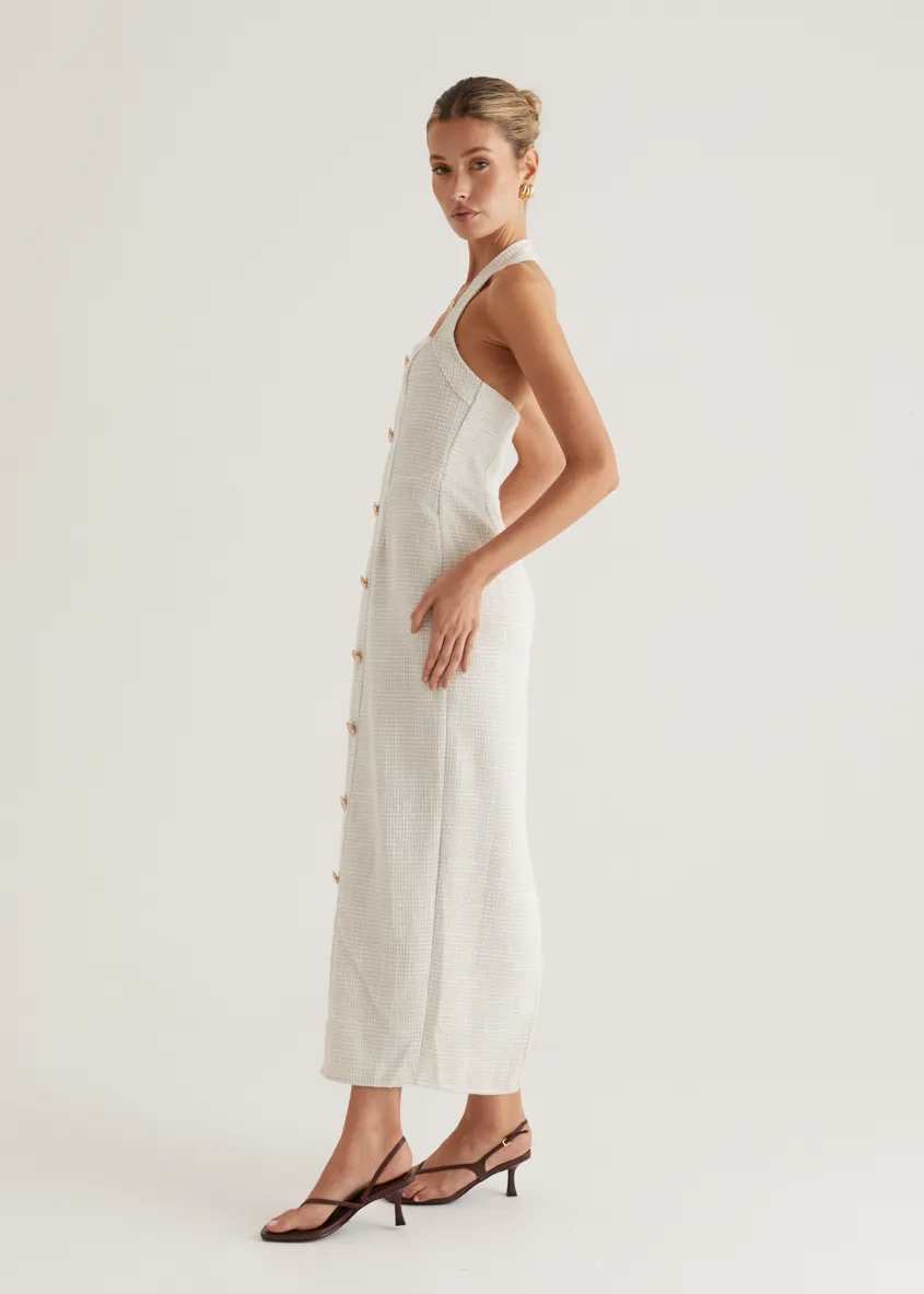Marina Halter Midi Dress - Off White