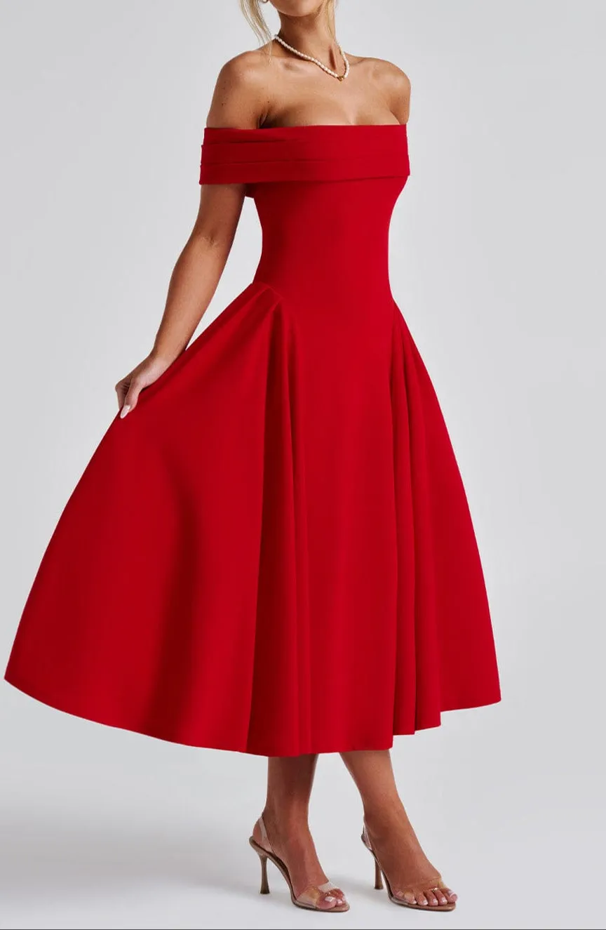 Michelle Midi Dress - Red