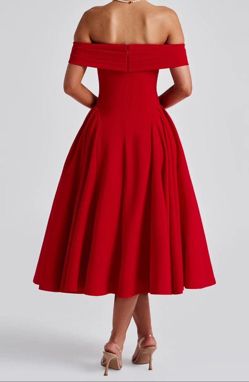 Michelle Midi Dress - Red