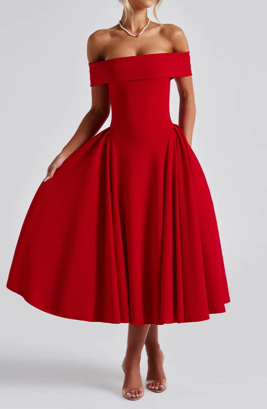 Michelle Midi Dress - Red