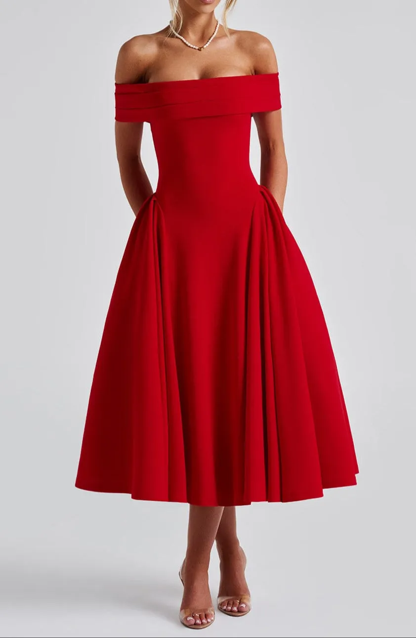 Michelle Midi Dress - Red