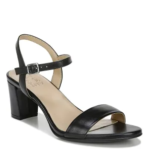 Naturalizer Womens Bristol Ankle Strap Chunky Block Heel Dress Sandal ,Black Smooth ,7W