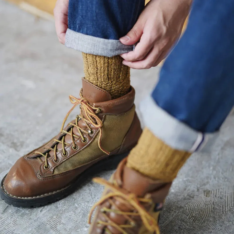 Nishiguchi Kutsushita Wool Cotton Boot Socks Mustard Large