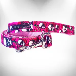 Pink Skulls N Roses Dog Leash