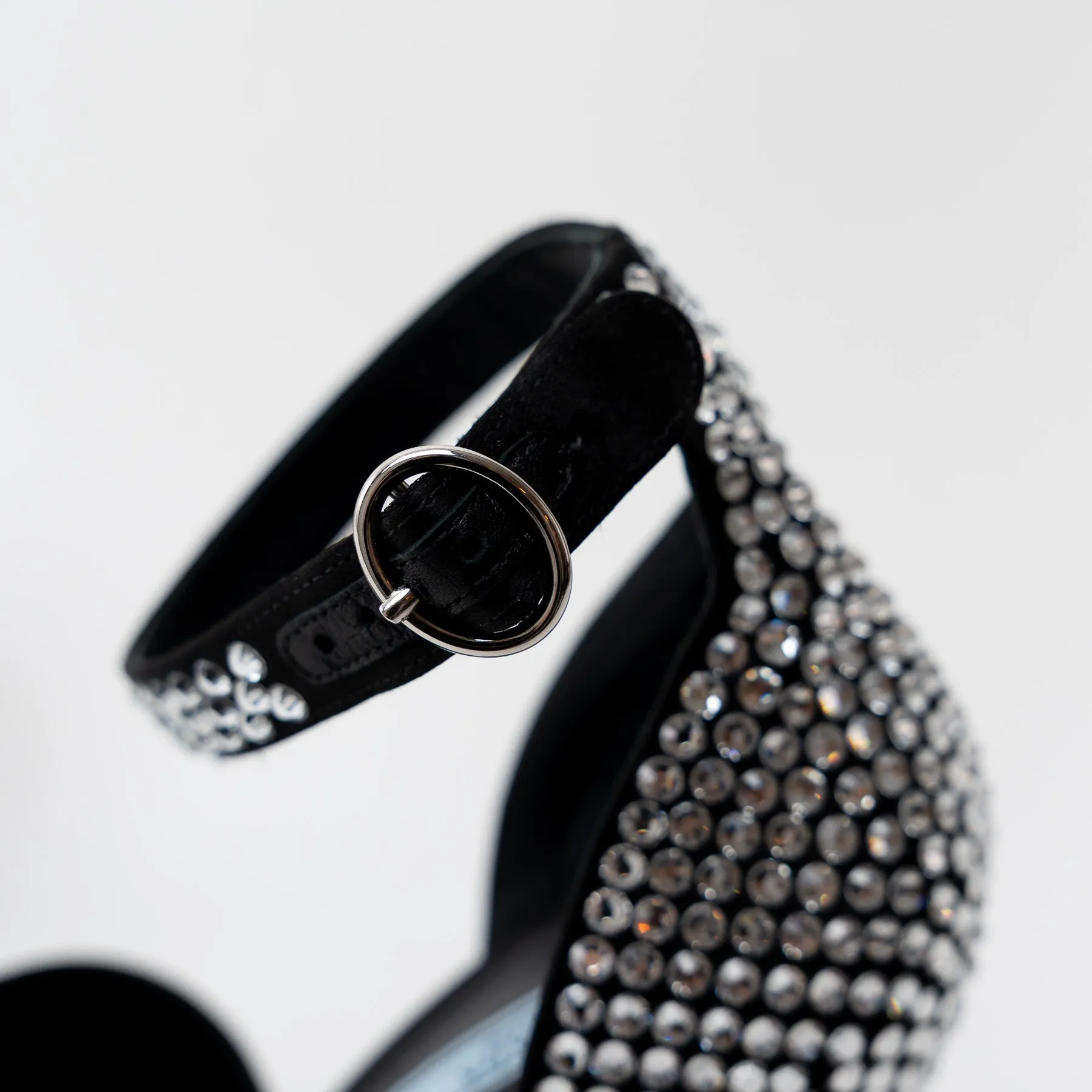Prada Black Satin Crystal Embellished Sandals Size 41