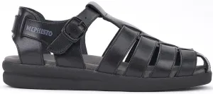 'Sam' men's semi closed sandal - Black smooth