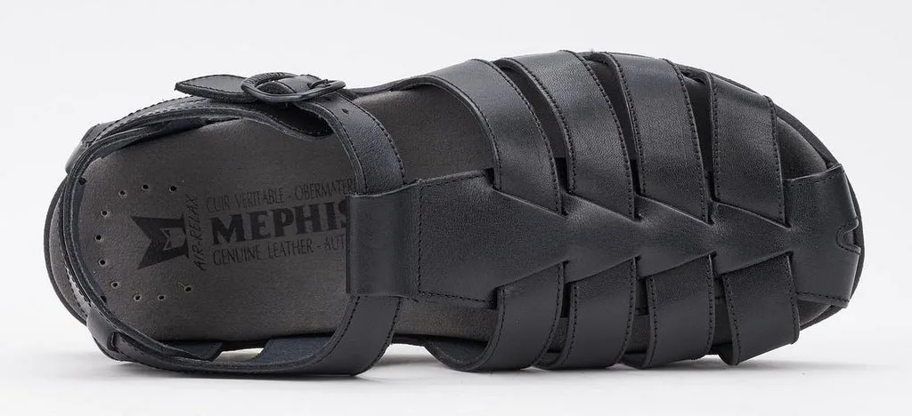 'Sam' men's semi closed sandal - Black smooth