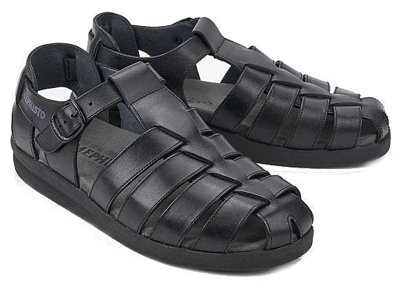 'Sam' men's semi closed sandal - Black smooth