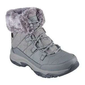 Skechers Womens Trego Winter Feelings Grey Waterproof Fur Collar Ankle Boots