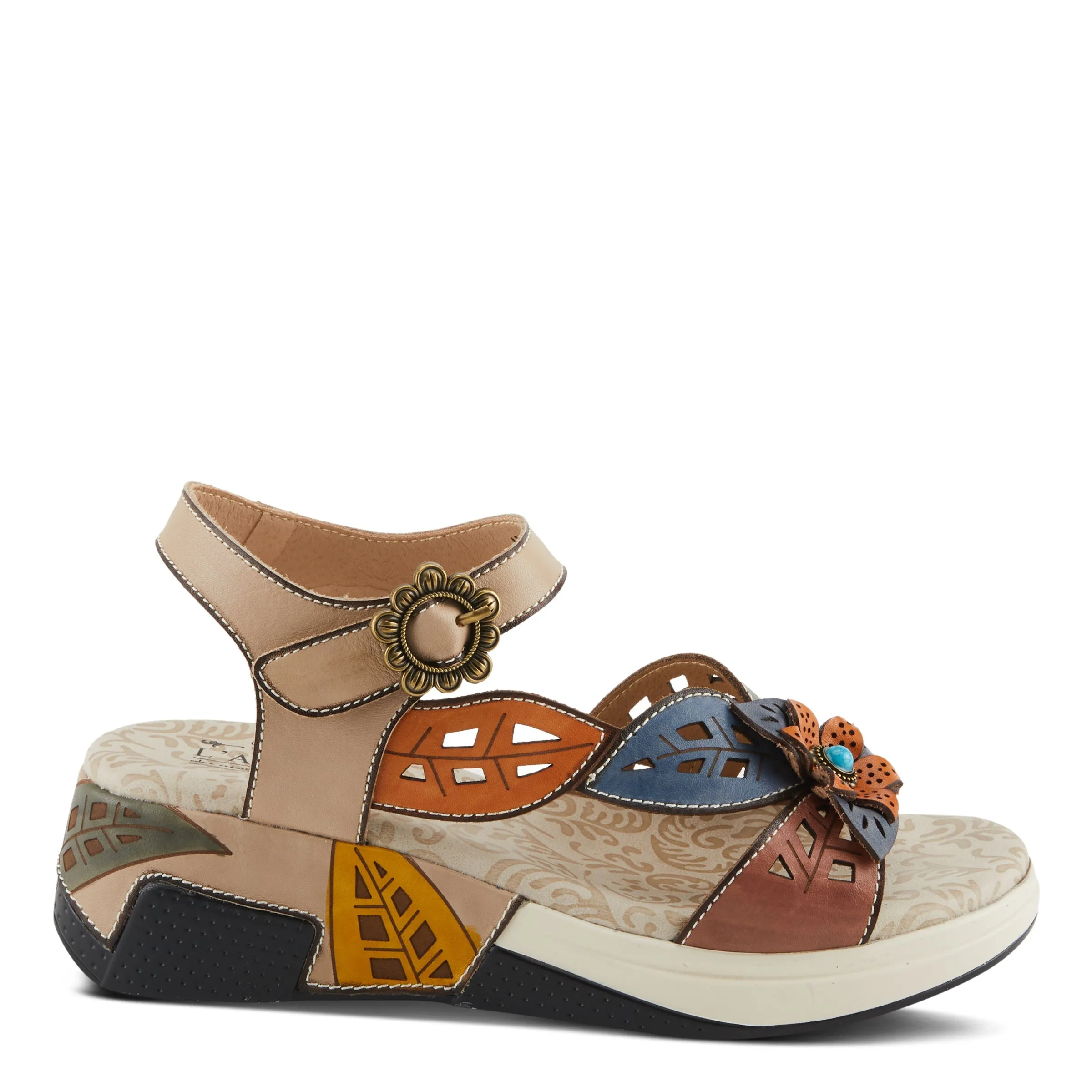 Spring Step Shoes L'Artiste Alora Sandals Women's Leather Floral Design
