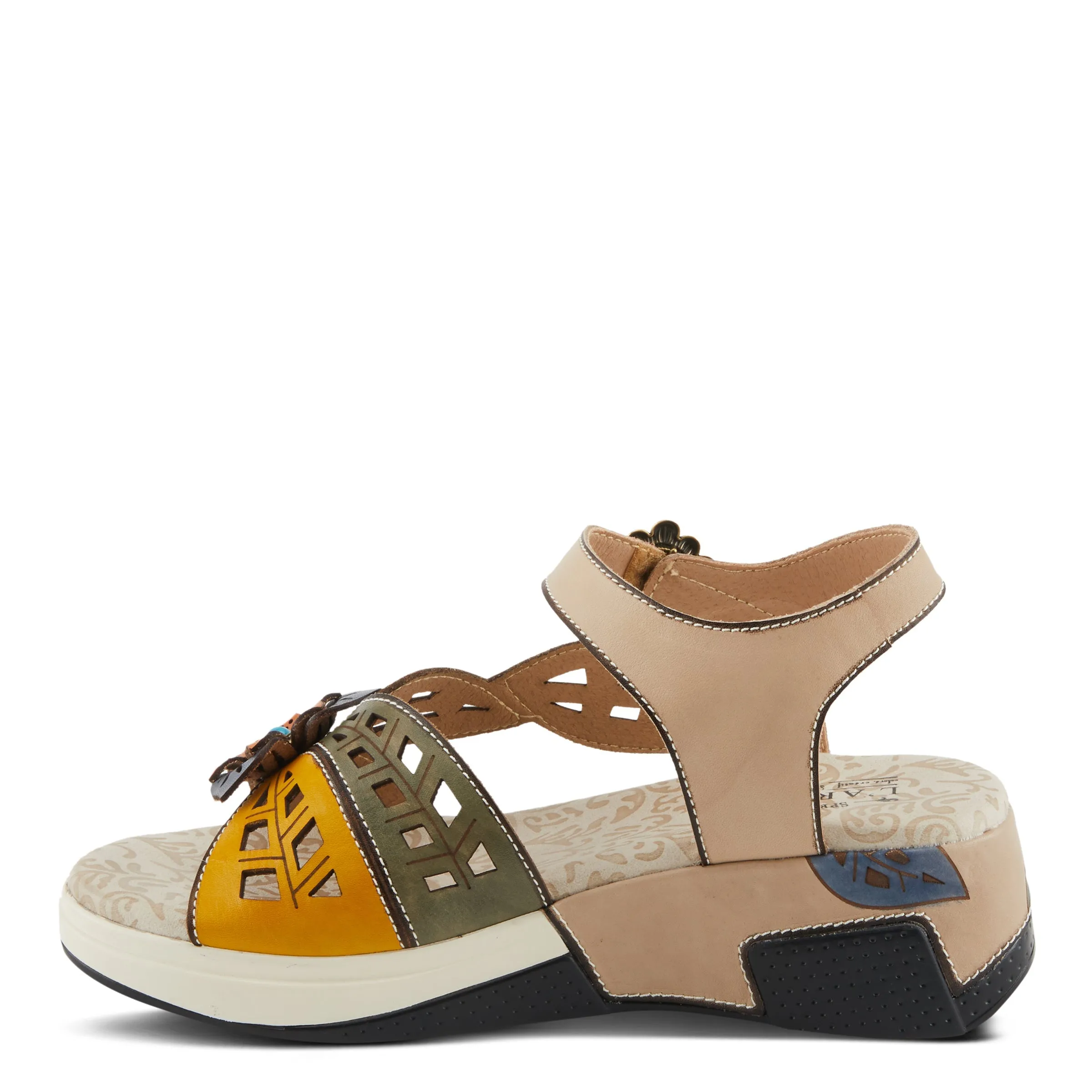Spring Step Shoes L'Artiste Alora Sandals Women's Leather Floral Design