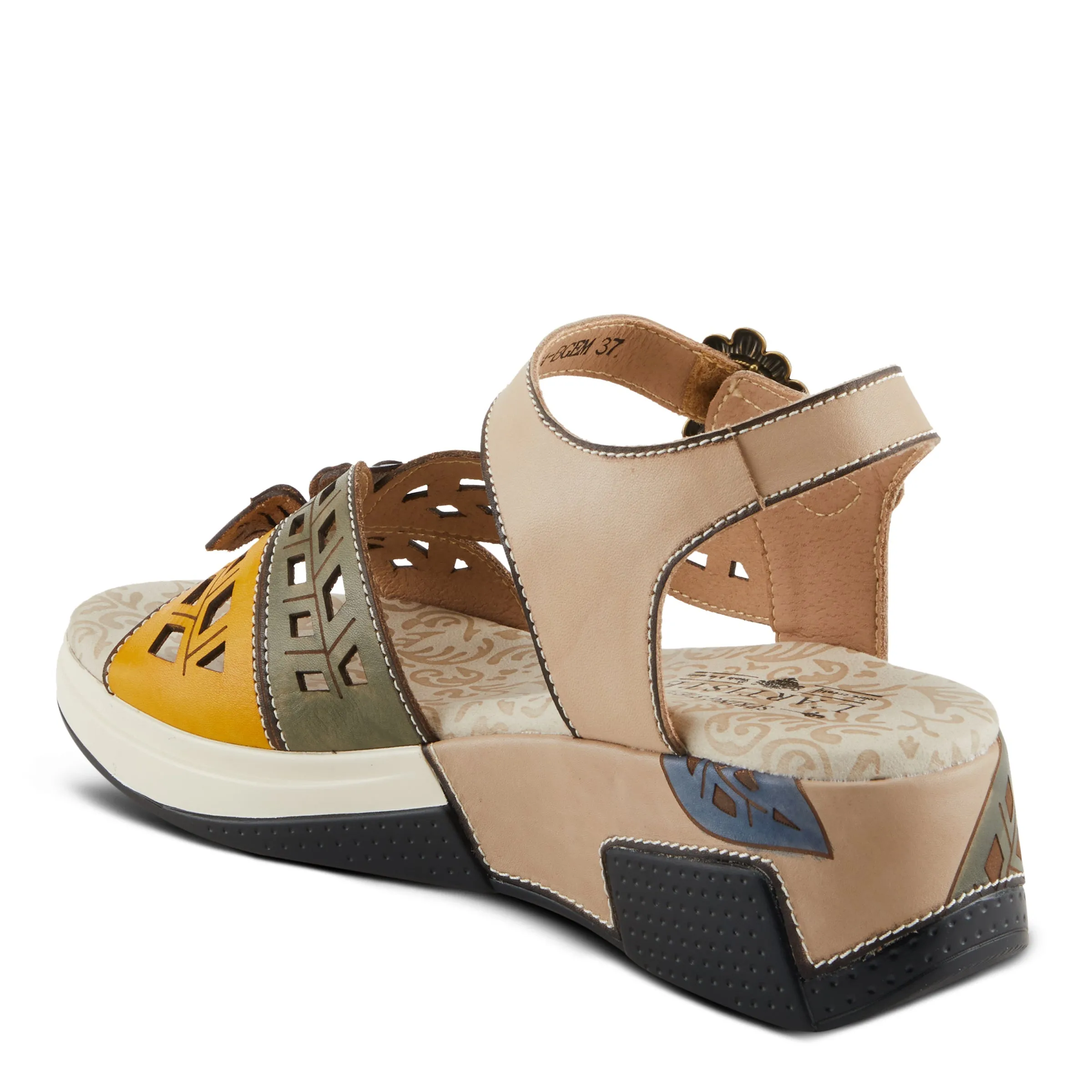 Spring Step Shoes L'Artiste Alora Sandals Women's Leather Floral Design