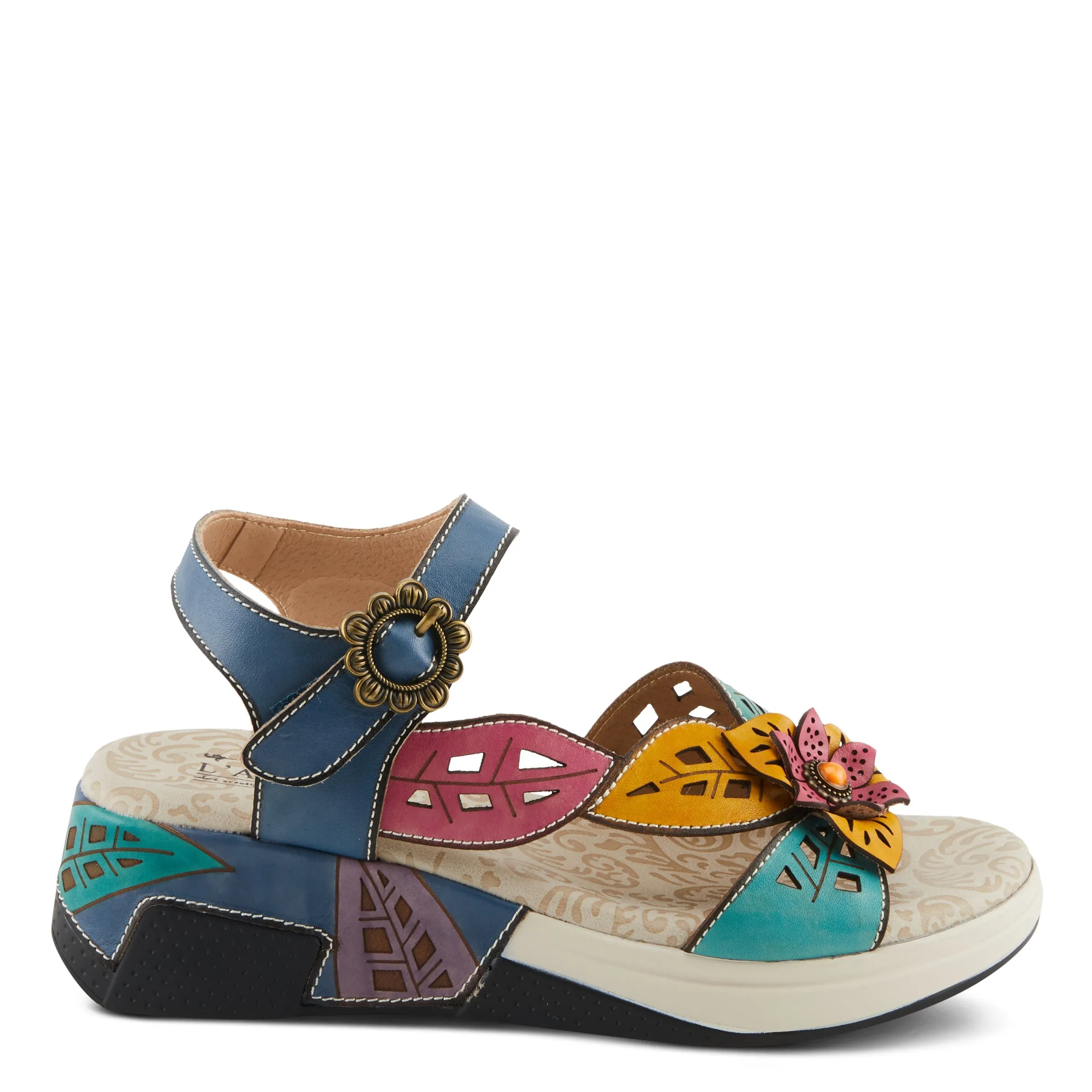 Spring Step Shoes L'Artiste Alora Sandals Women's Leather Floral Design