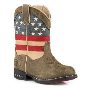 Toddler's Roper Patriot Light Up Boots Handcrafted Brown