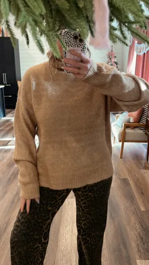 Too Cool Camel Turtleneck Sweater