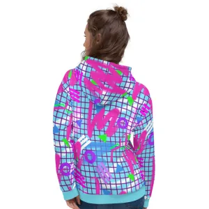 Unisex Hoodie, Memphis Vaporwave Squiggles