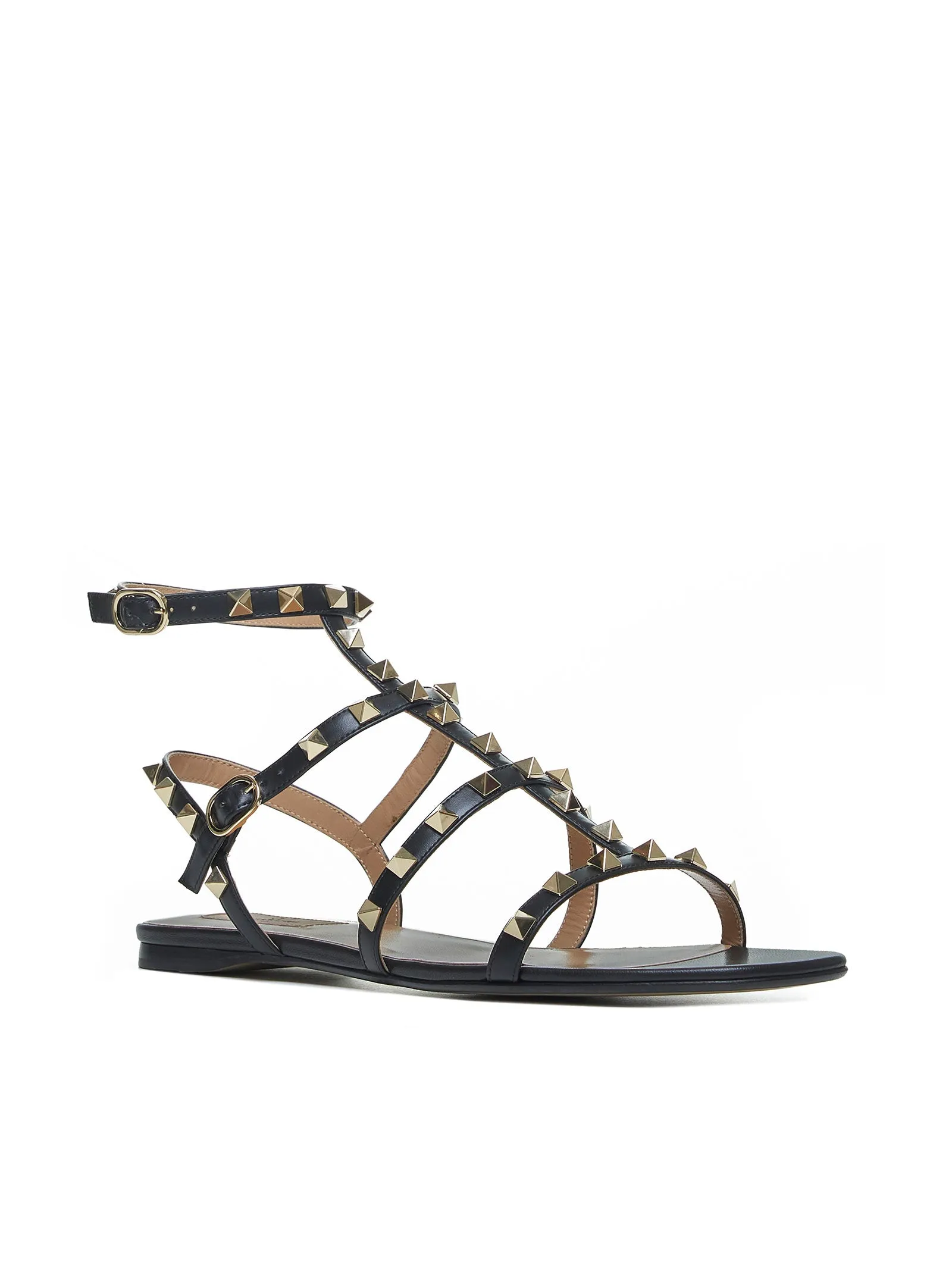 VALENTINO GARAVANI<BR/>Rockstud flat sandal in smooth leather
