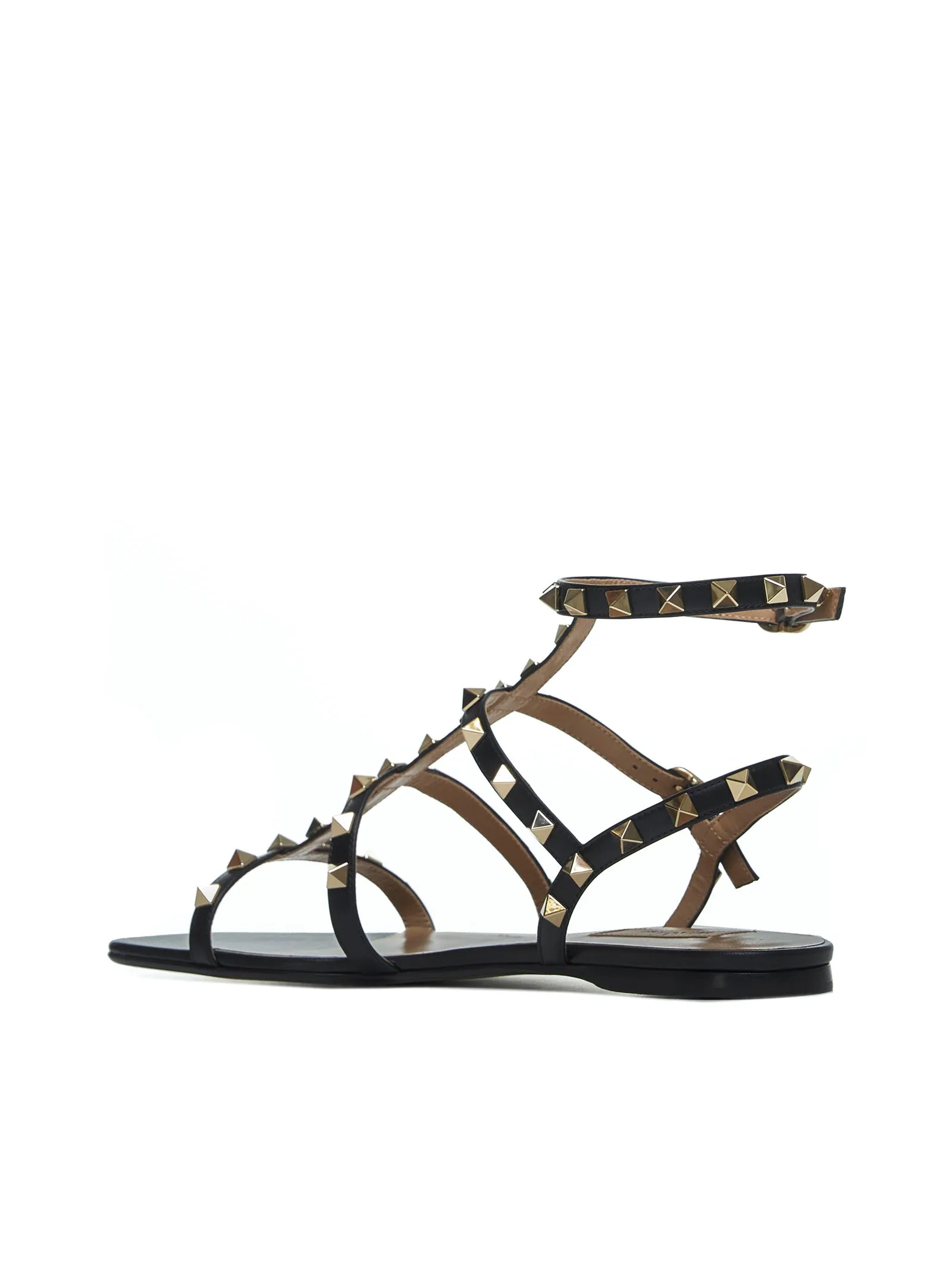 VALENTINO GARAVANI<BR/>Rockstud flat sandal in smooth leather