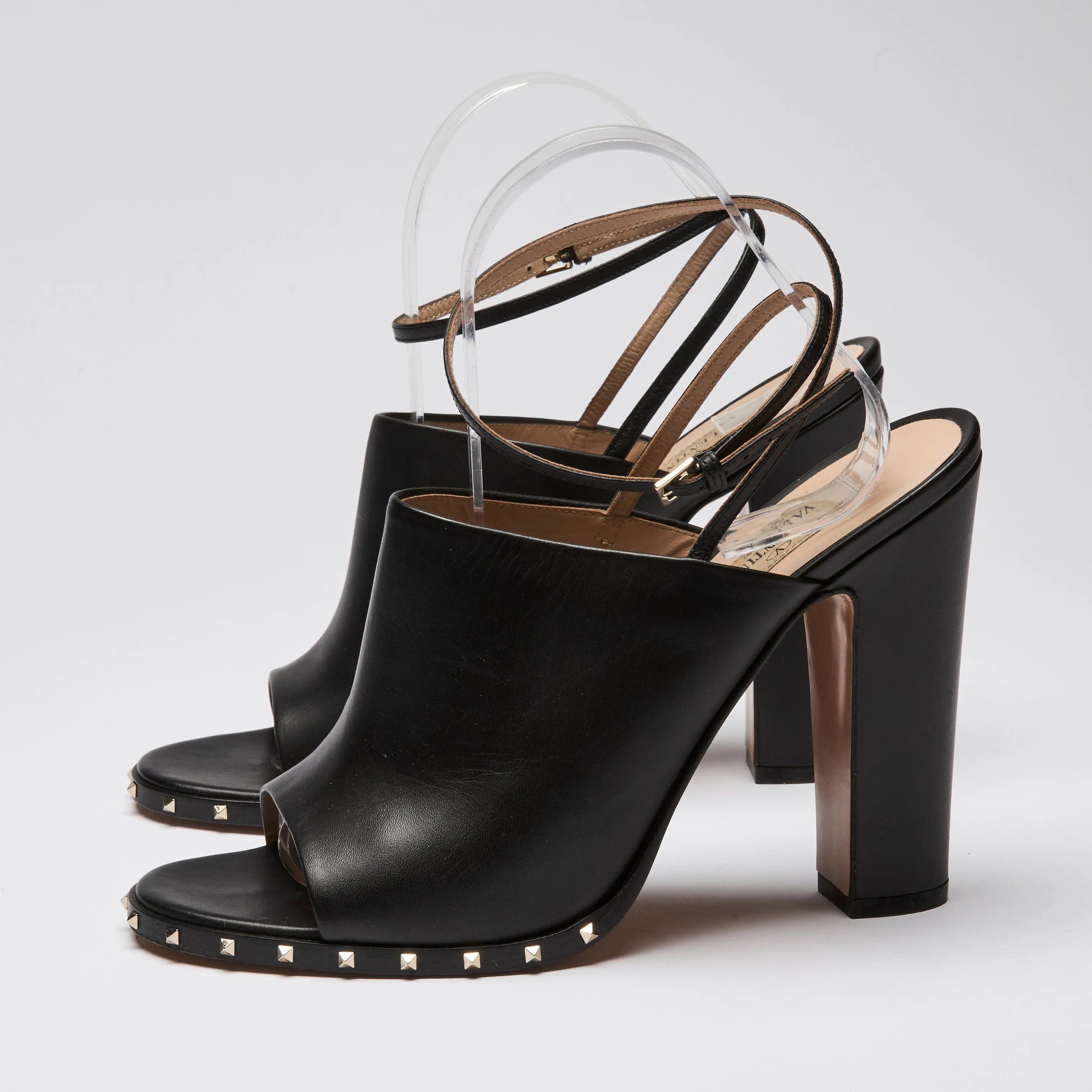 Valentino  Peep-Toe Stacked Heel Sandals Size 40
