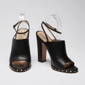 Valentino  Peep-Toe Stacked Heel Sandals Size 40