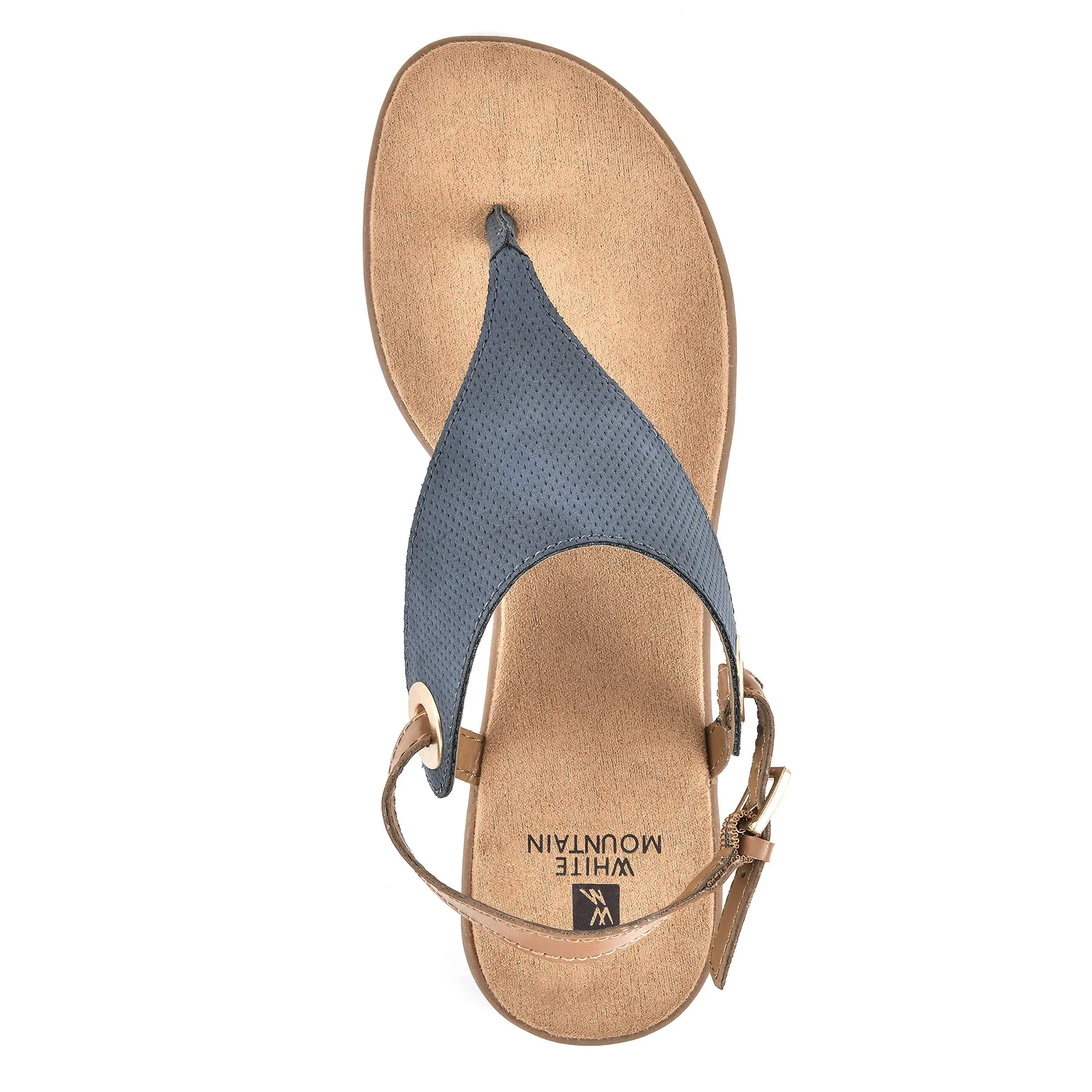 WHITE MOUNTAIN Shoes London Women's Flat Sandal, Navy/Hc Smooth, 7.5 M