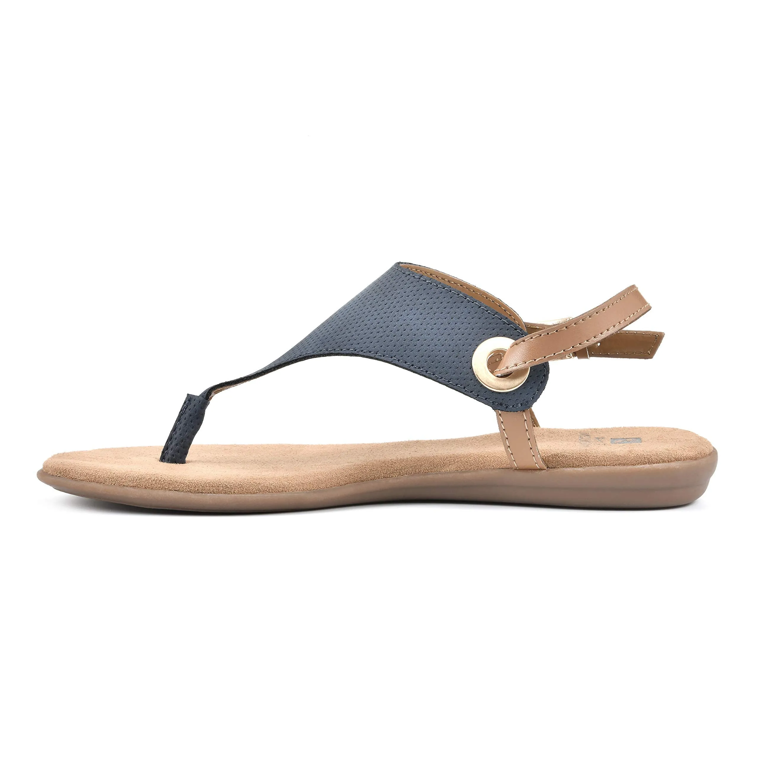 WHITE MOUNTAIN Shoes London Women's Flat Sandal, Navy/Hc Smooth, 7.5 M