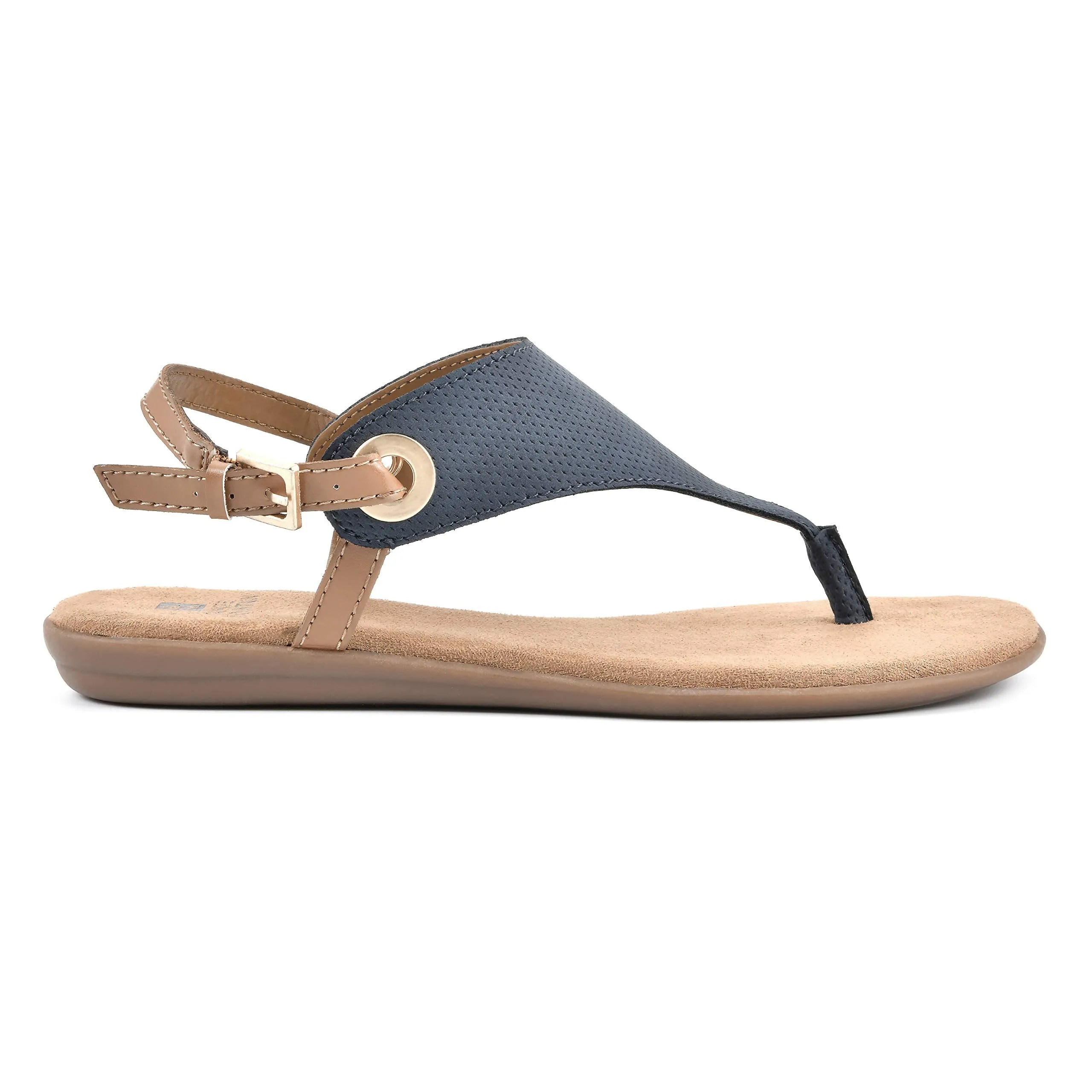WHITE MOUNTAIN Shoes London Women's Flat Sandal, Navy/Hc Smooth, 7.5 M