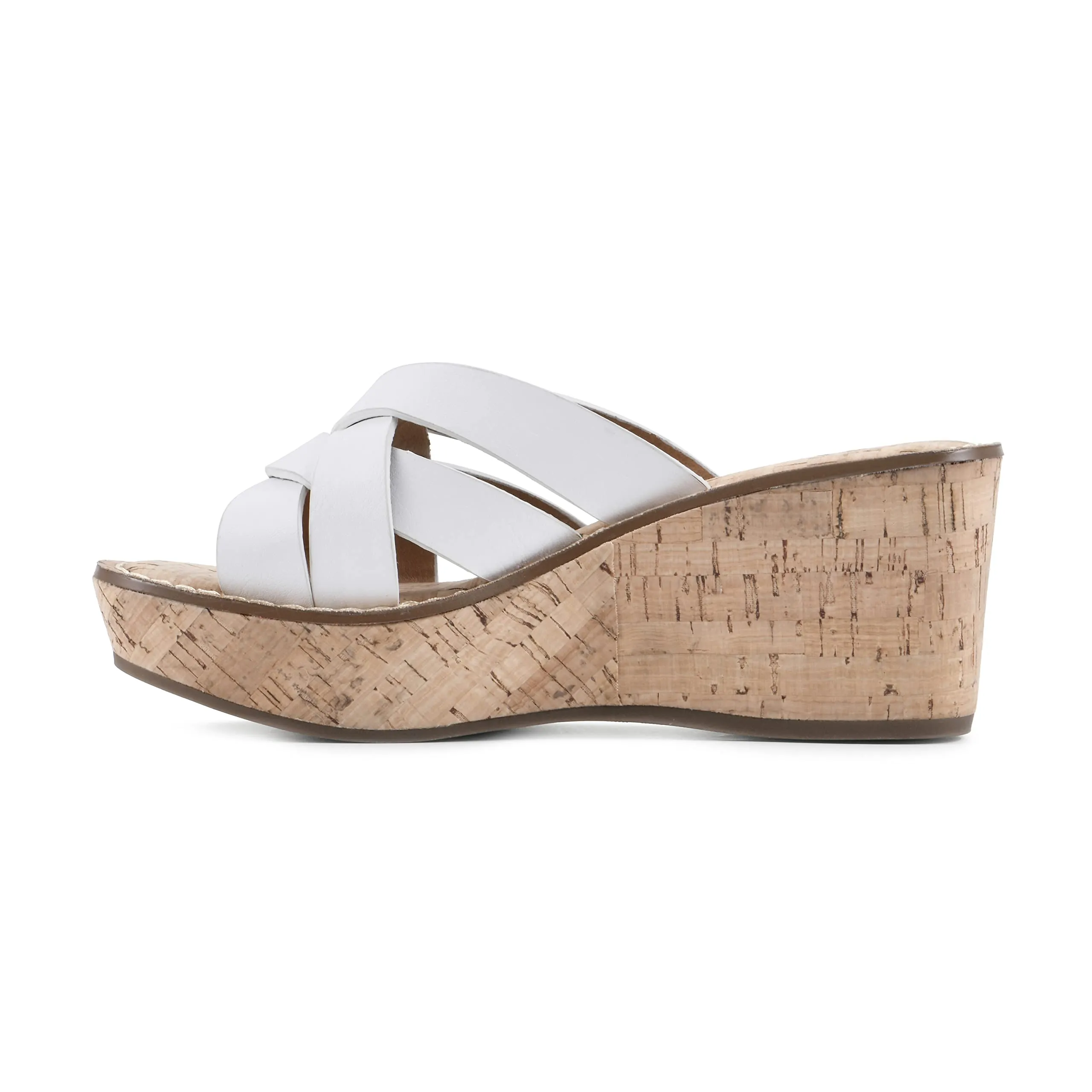 WHITE MOUNTAIN Shoes Samwell Women's Wedge Sandal, White/Burn/Smooth, 10 M