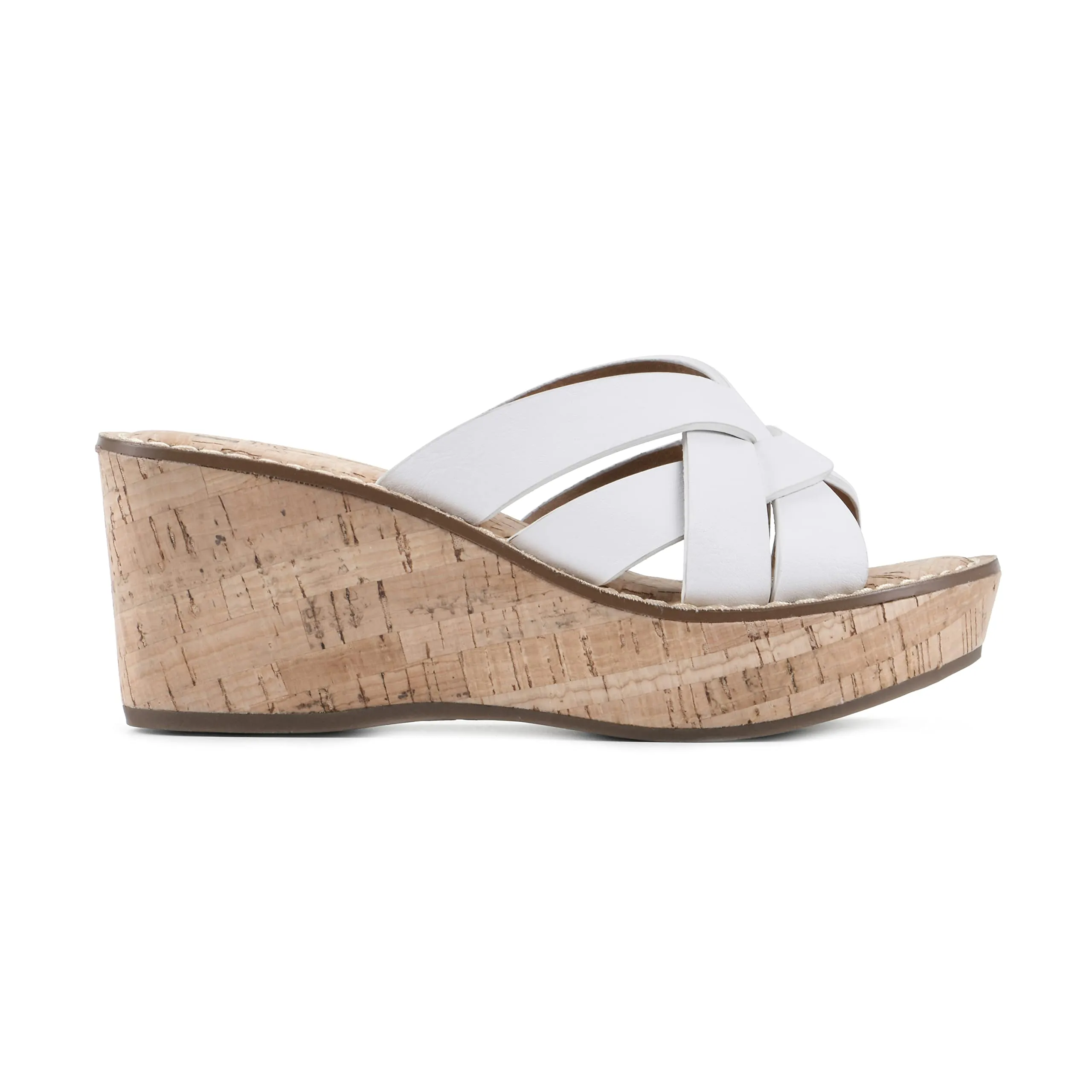 WHITE MOUNTAIN Shoes Samwell Women's Wedge Sandal, White/Burn/Smooth, 10 M
