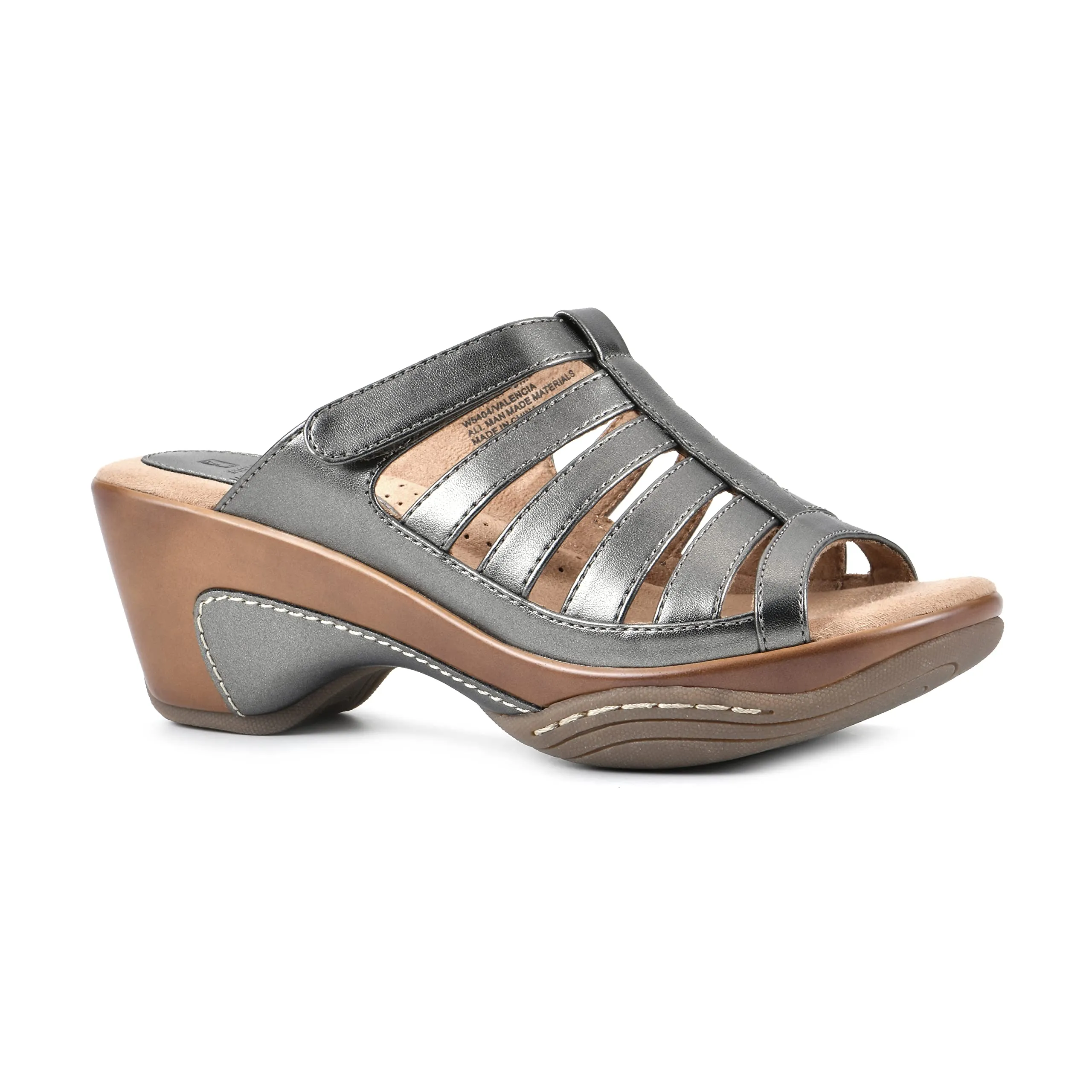 WHITE MOUNTAIN Shoes Valencia Women's Clog Sandal, Pewter/Met/Smooth, 7.5 M