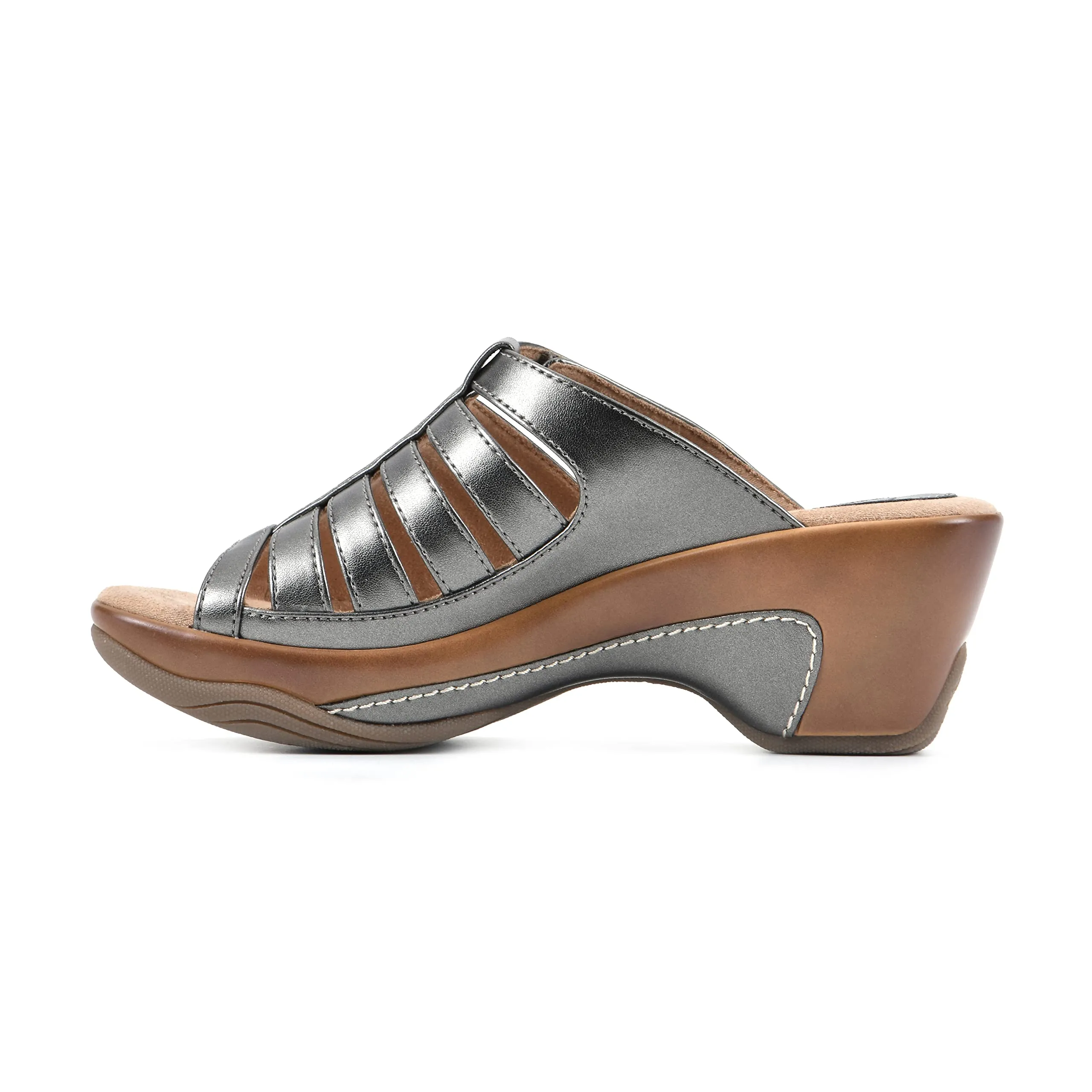 WHITE MOUNTAIN Shoes Valencia Women's Clog Sandal, Pewter/Met/Smooth, 7.5 M