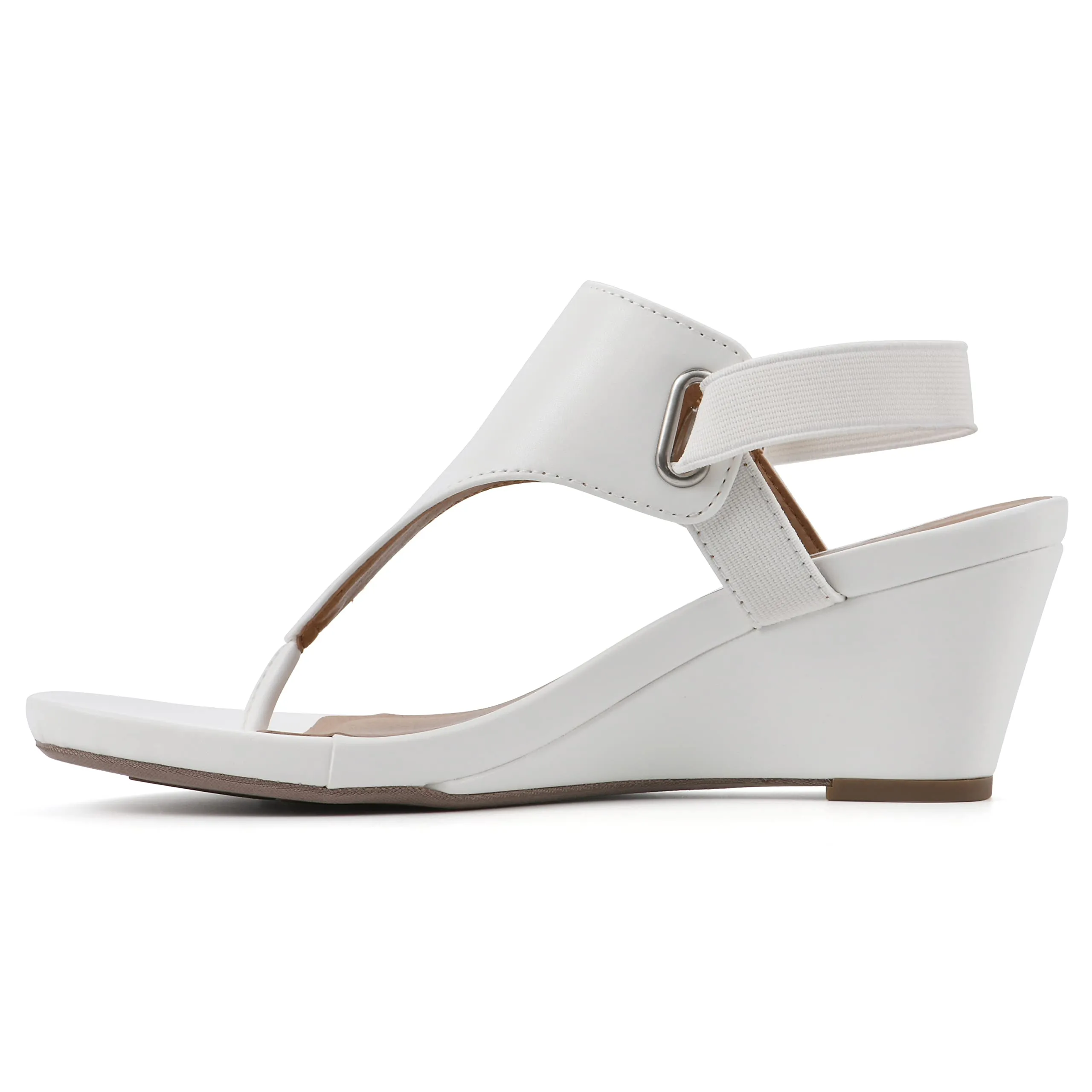 WHITE MOUNTAIN Women's All Dres Wedge Sandal, White/Smooth, 10 M