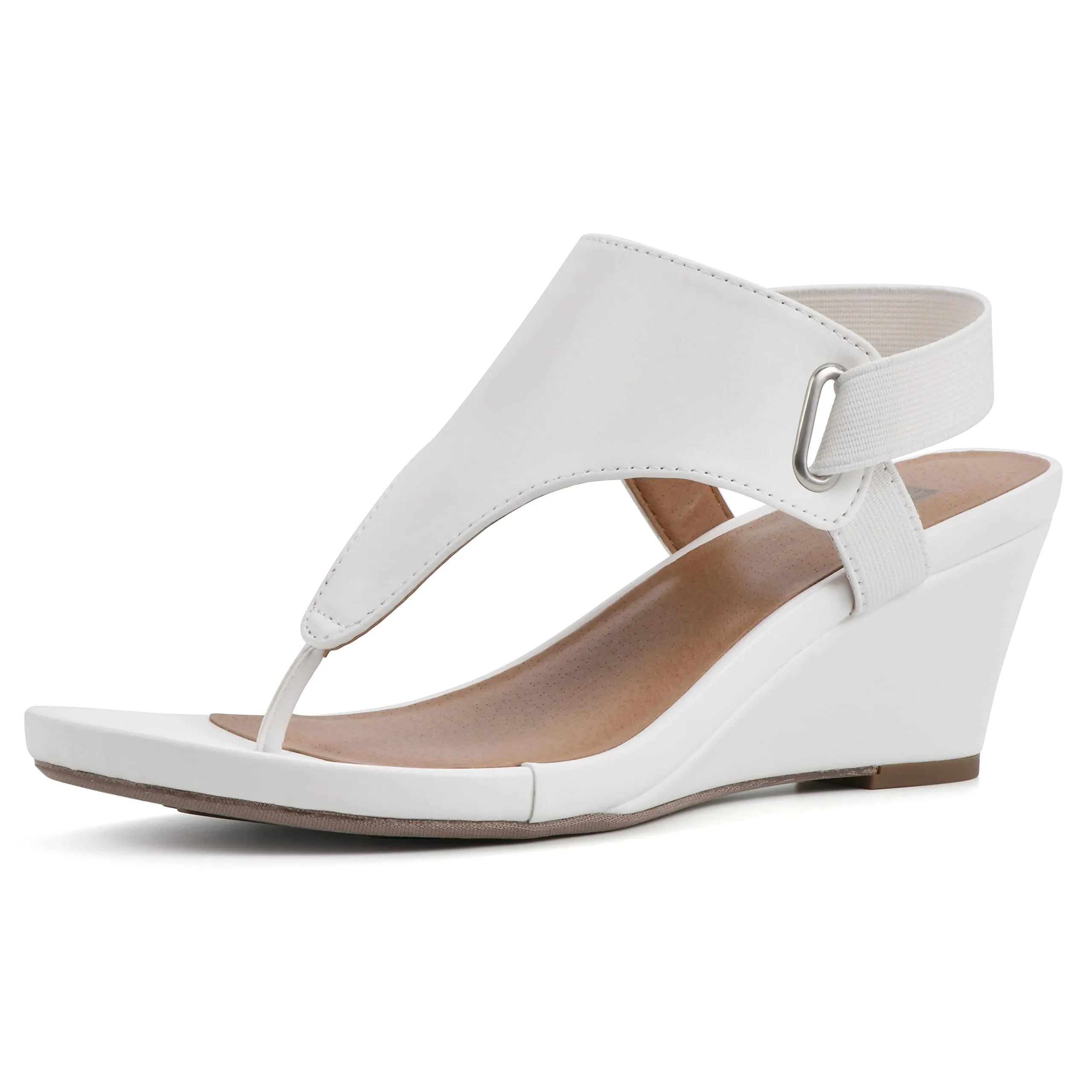 WHITE MOUNTAIN Women's All Dres Wedge Sandal, White/Smooth, 10 M