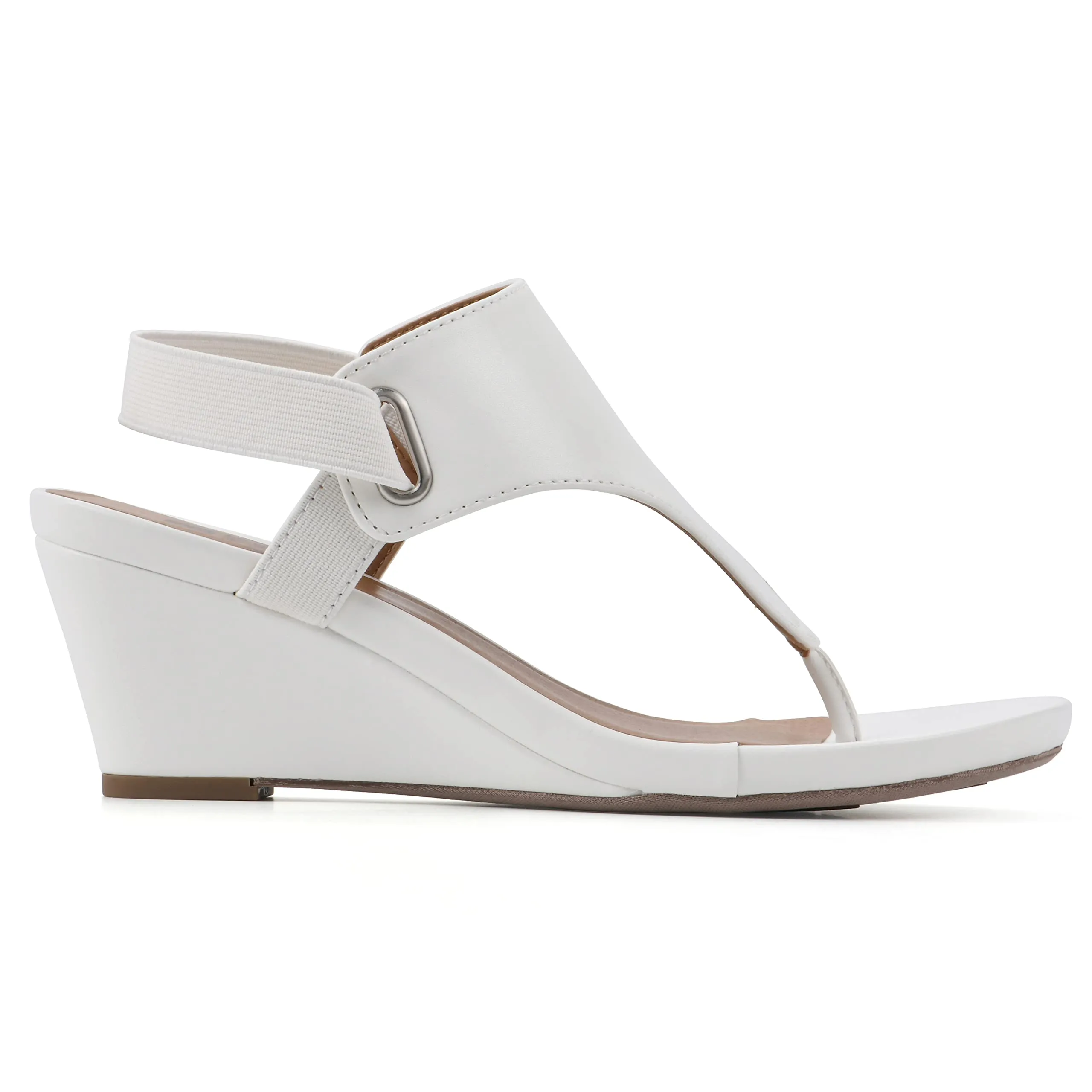 WHITE MOUNTAIN Women's All Dres Wedge Sandal, White/Smooth, 10 M