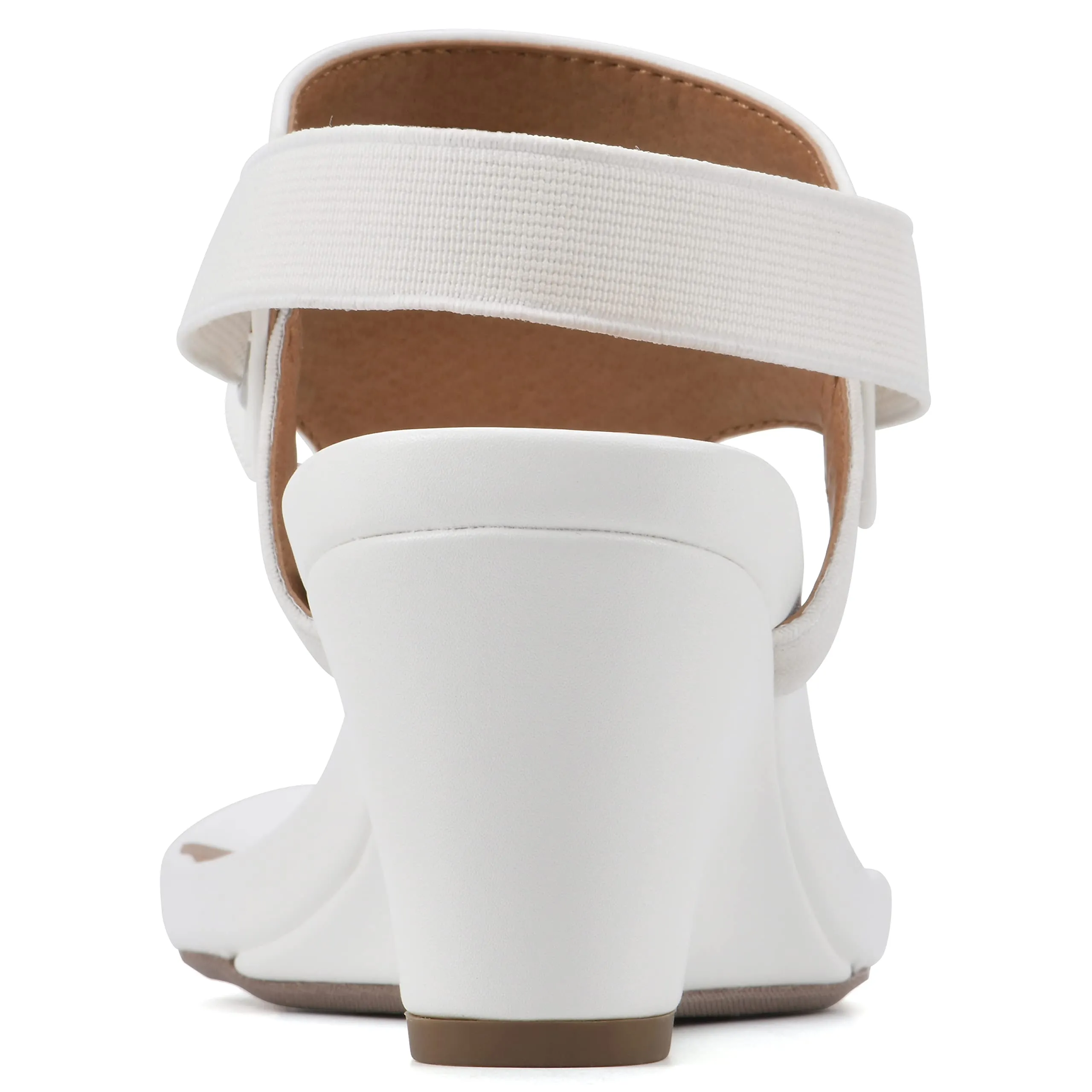WHITE MOUNTAIN Women's All Dres Wedge Sandal, White/Smooth, 10 M