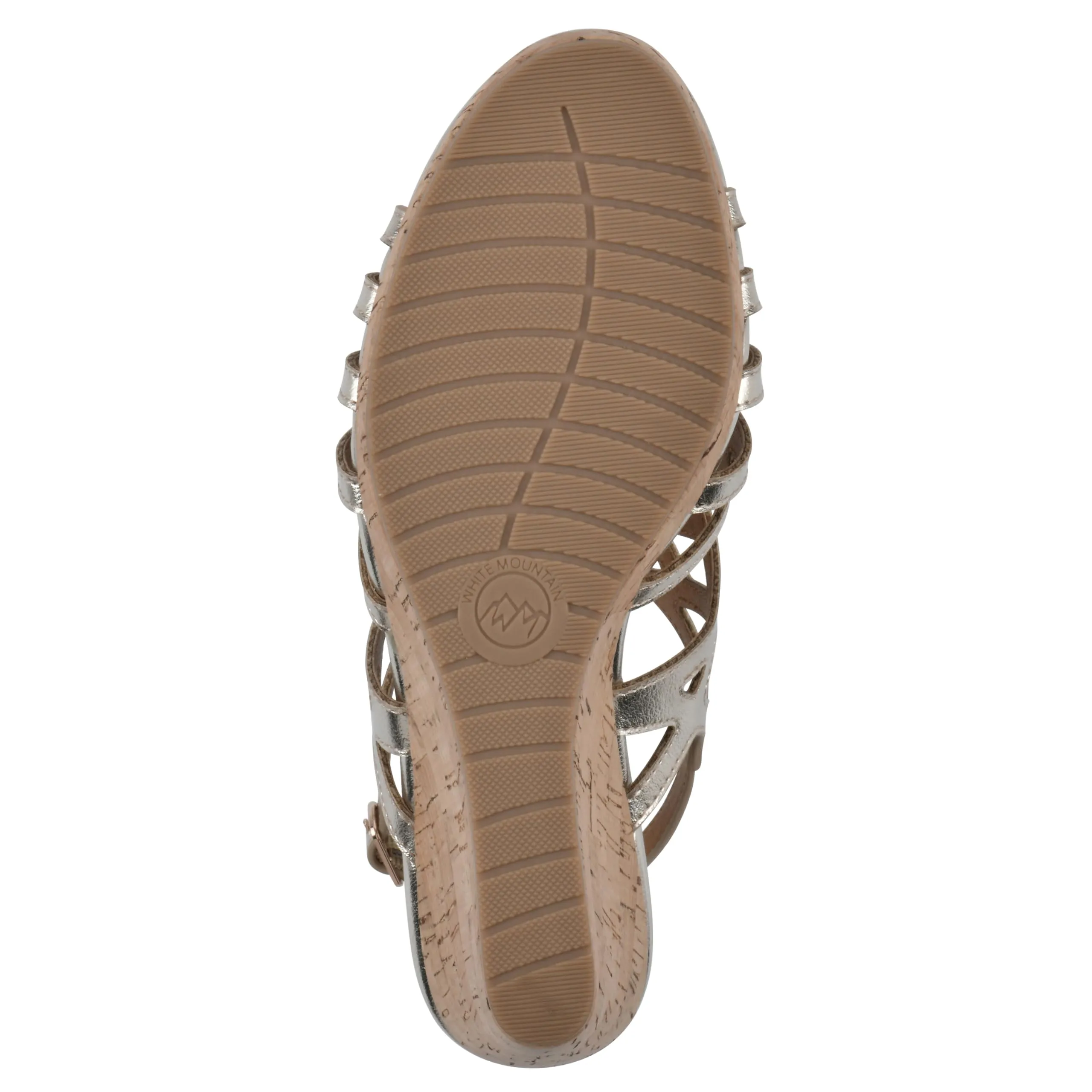 WHITE MOUNTAIN Women's Flaming Cork Wedge Sandal, Lt.Gold/Met/Smooth, 8 M