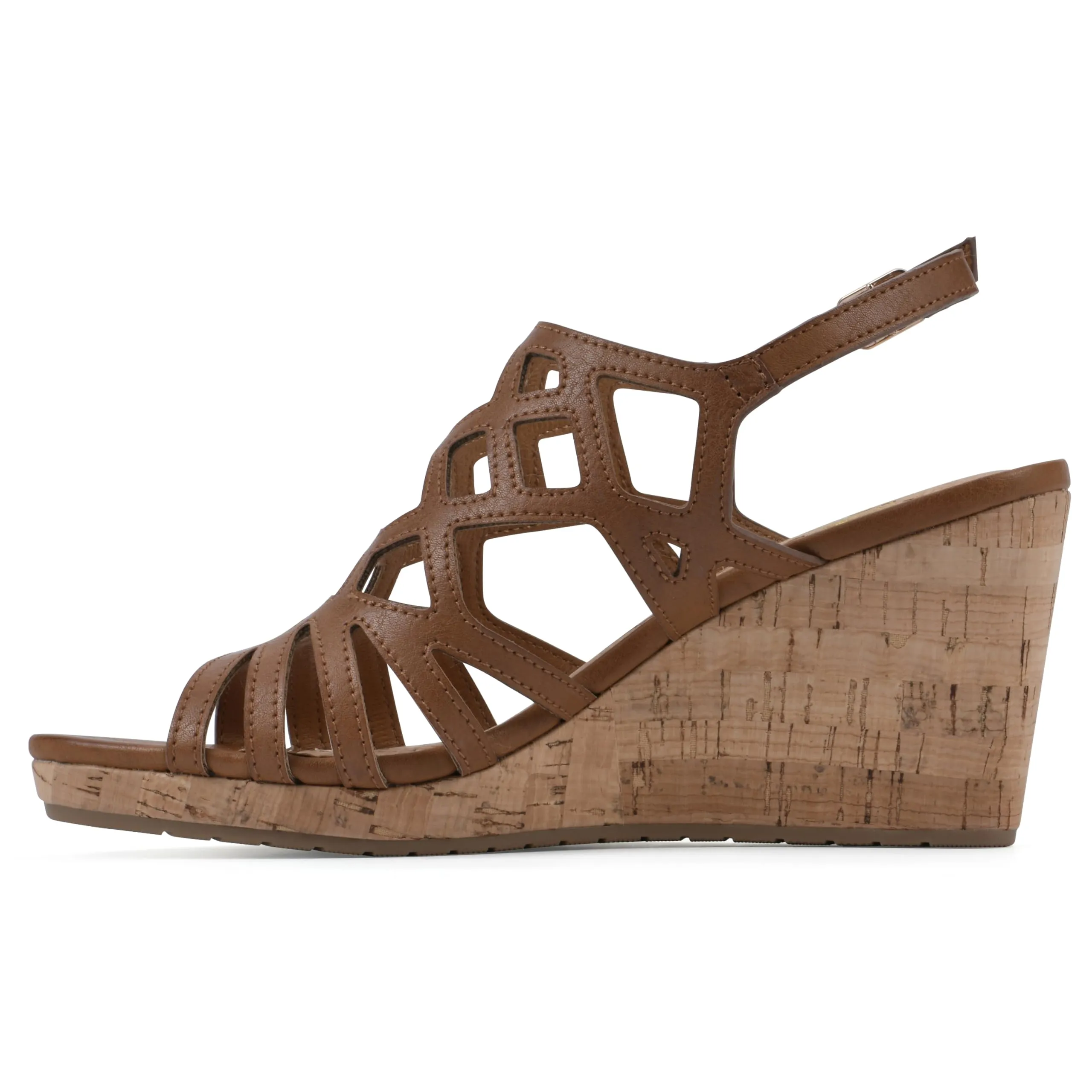 WHITE MOUNTAIN Women's Flaming Cork Wedge Sandal, Tan/Burn/Smooth, 9.5 M
