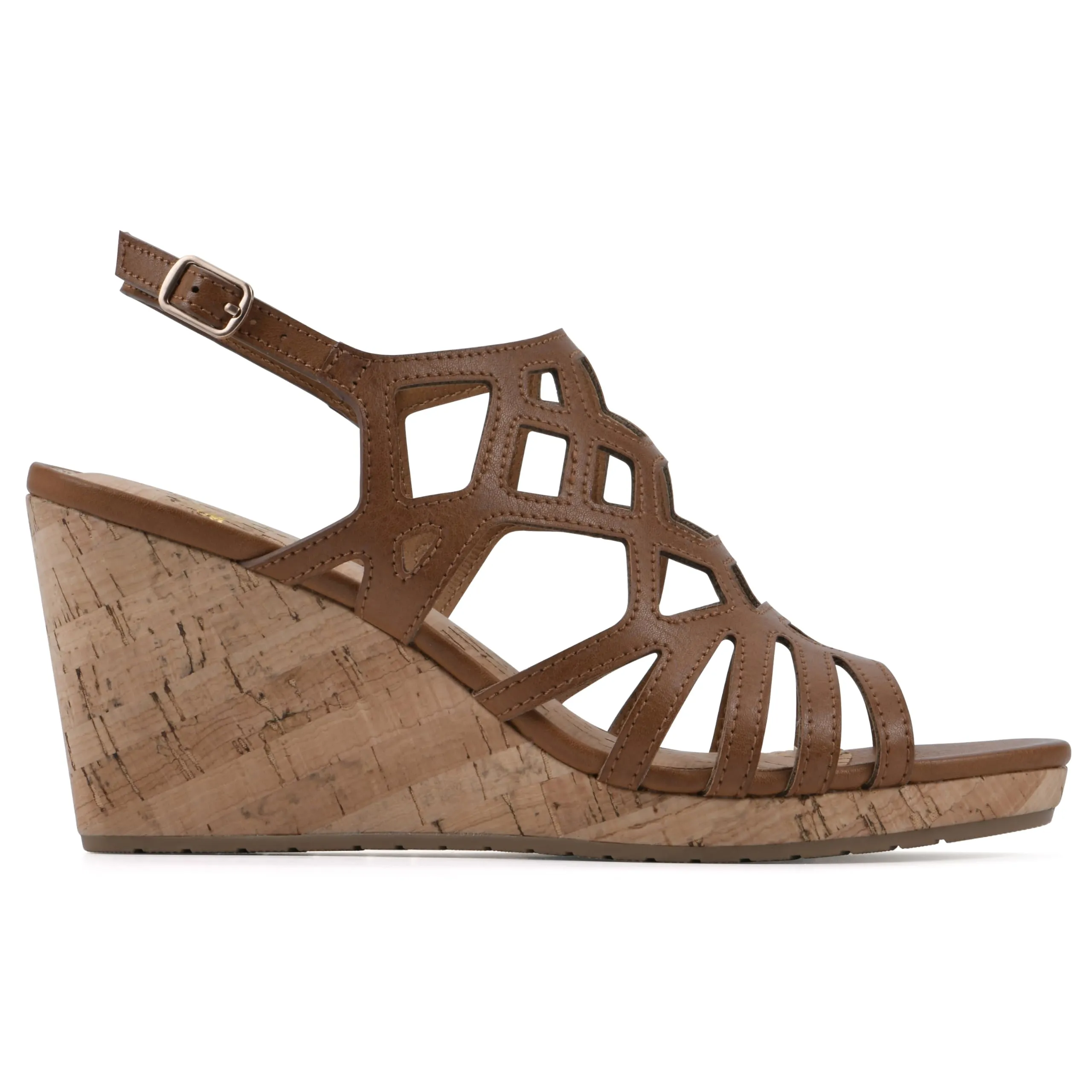 WHITE MOUNTAIN Women's Flaming Cork Wedge Sandal, Tan/Burn/Smooth, 9.5 M