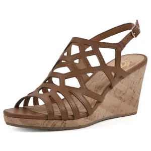 WHITE MOUNTAIN Women's Flaming Cork Wedge Sandal, Tan/Burn/Smooth, 9.5 M