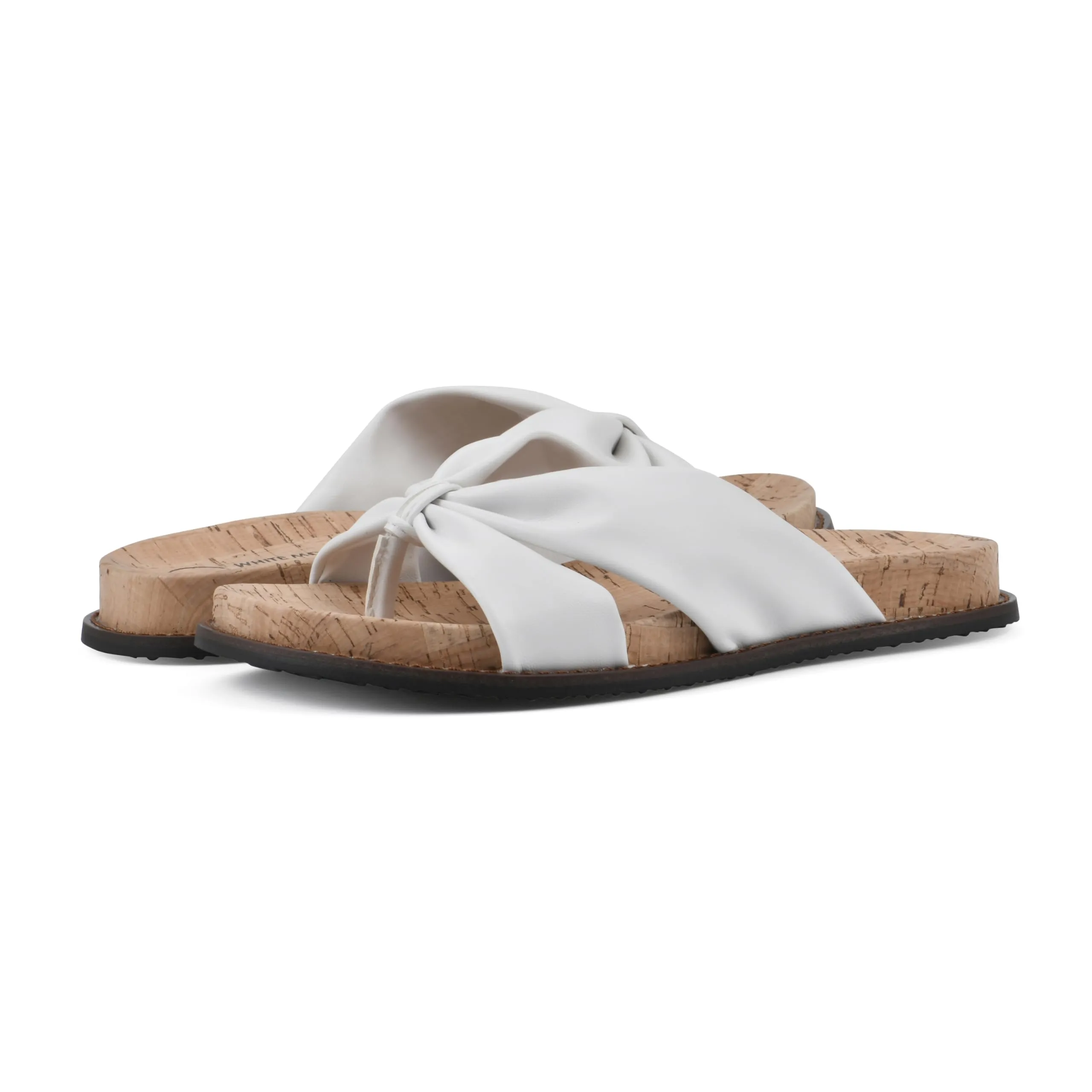 WHITE MOUNTAIN Women's Malanga X-Strap Flat Footbed Sandal, White/Smooth, 8.5 M