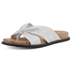 WHITE MOUNTAIN Women's Malanga X-Strap Flat Footbed Sandal, White/Smooth, 8.5 M