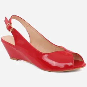 Women "MARTHA" Matt Finish Buckel Fastening Wedge Heel Sandals